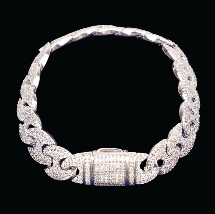 12MM Men's Iced Out Solid Back Bracelet - Icey Pyramid