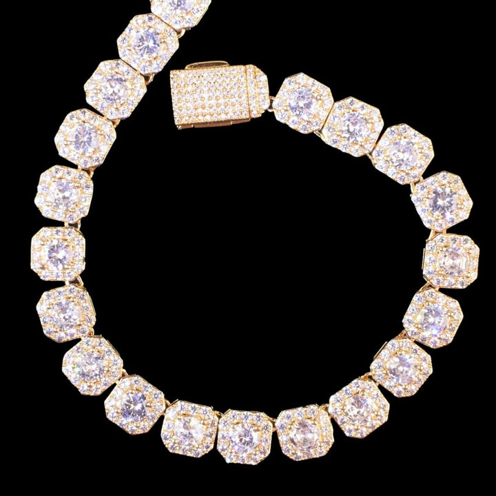 9MM Square Clustered Tennis Iced Out Diamond Necklace Bracelet Set