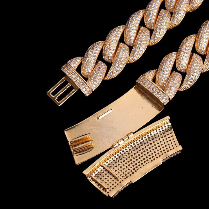 20MM Big Clasp Thick Miami Cuban Iced Out Diamond Bracelet