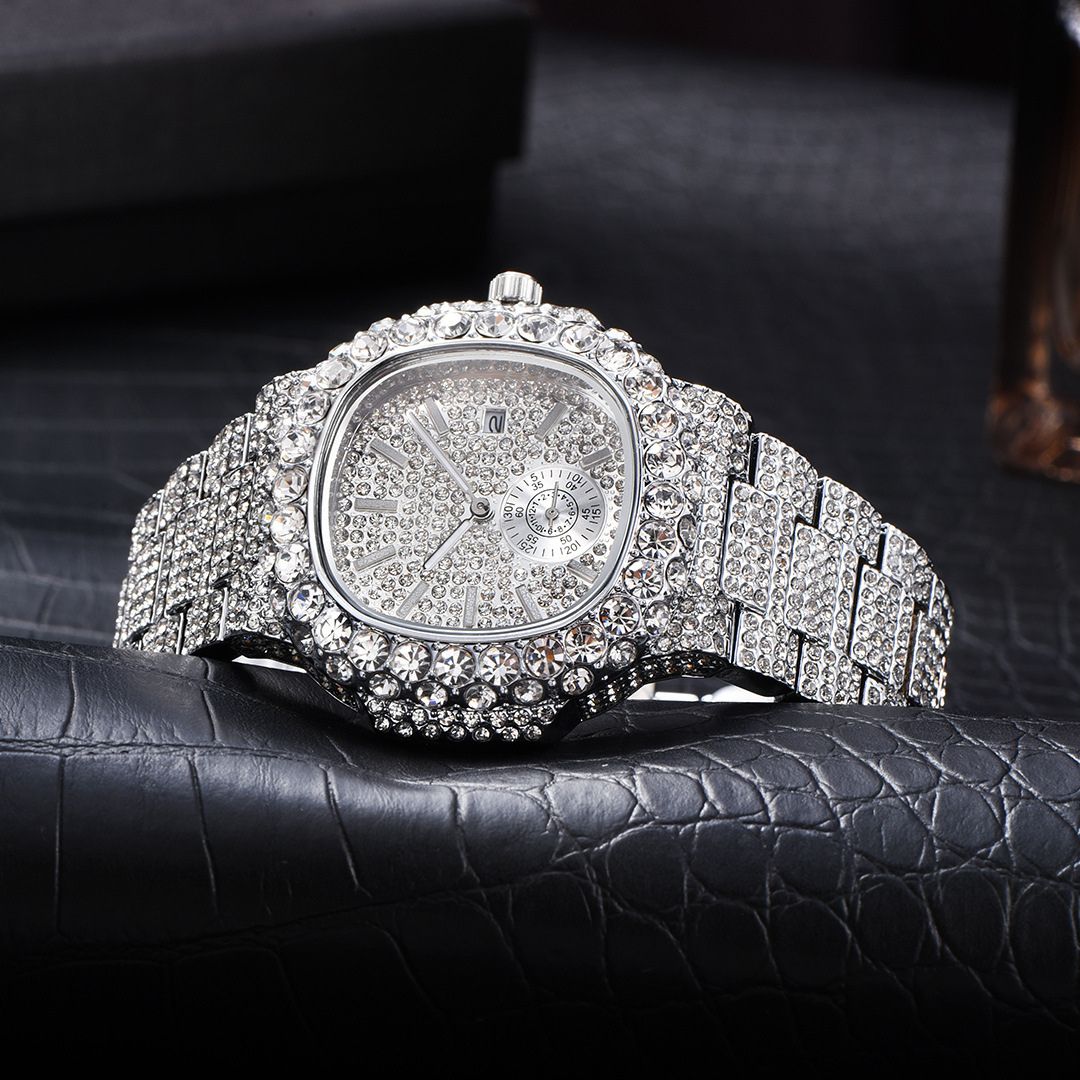 VVS Full Ice Date Special Minute Hand Iced Out Diamond Watch