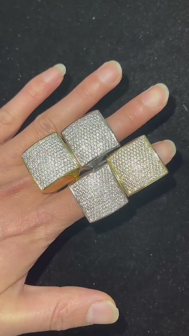 Oval Square Cubic Iced Out Diamond Ring