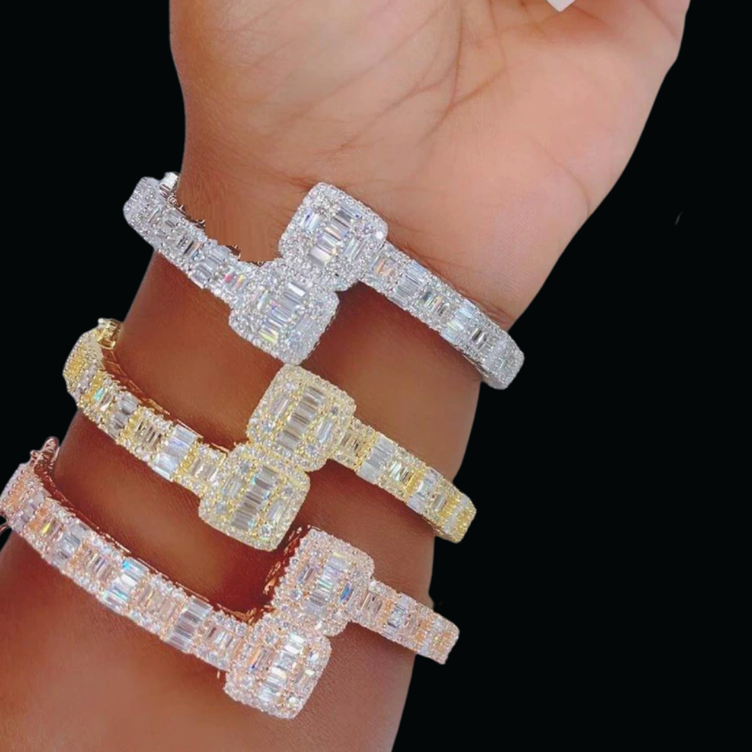 7MM Openable Square Baguette Iced Out Diamond Bracelet