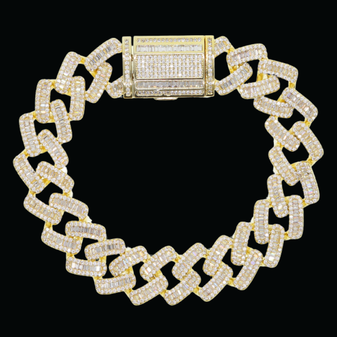 15MM Miami Box Clasp Cuban Link Iced Out Diamond Bracelet