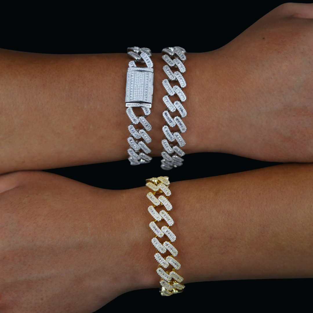 15MM Miami Box Clasp Cuban Link Iced Out Diamond Bracelet