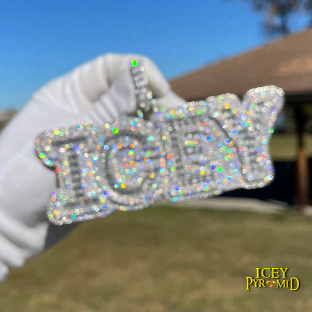 Overflow Stones Loaded with Diamond Iced Out Personalized Custom Name Necklace Pendant