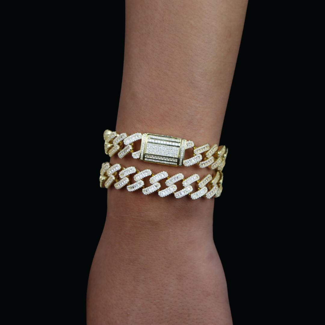 15MM Miami Box Clasp Cuban Link Iced Out Diamond Bracelet