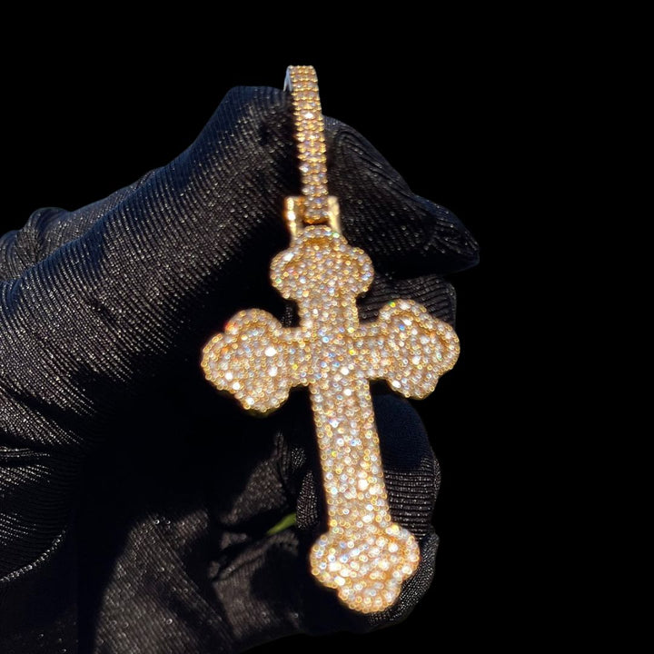 Cross Baguette Edition Iced Out Diamond Pendant Necklace