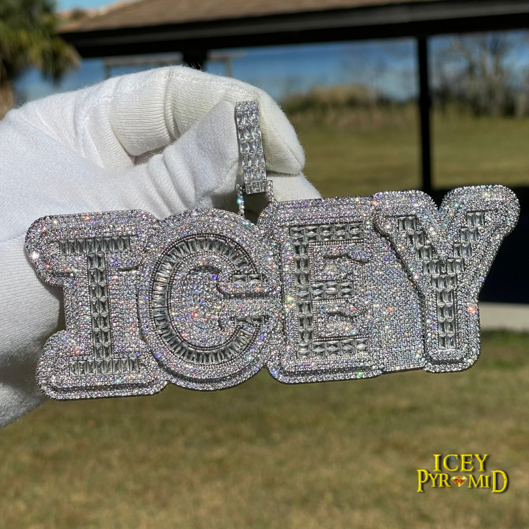 Overflow Stones Loaded with Diamond Iced Out Personalized Custom Name Necklace Pendant