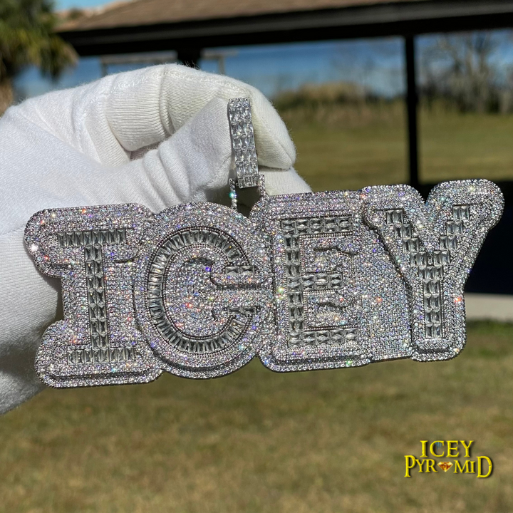 Overflow Stones Loaded with Diamond Iced Out Personalized Custom Name Necklace Pendant