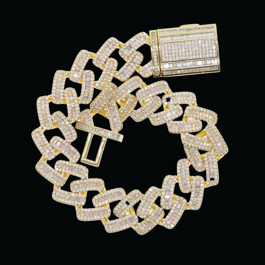 15MM Miami Box Clasp Cuban Link Iced Out Diamond Bracelet