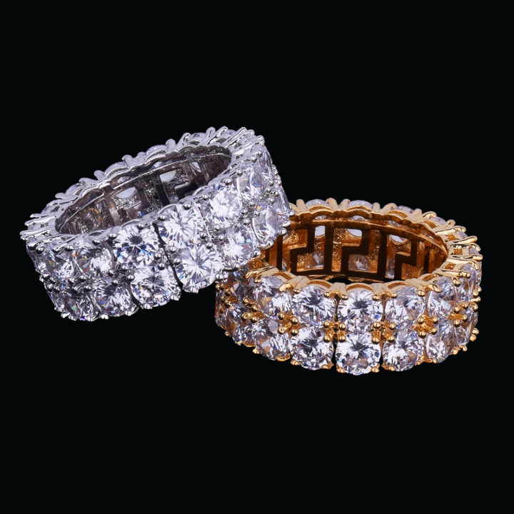 Tennis Two Rows Solitaire Couples Iced Out Diamond Ring