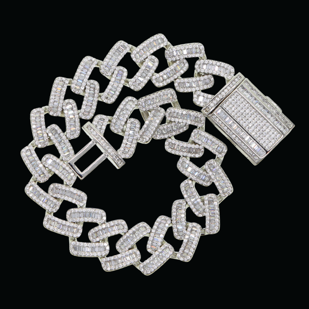 15MM Miami Box Clasp Cuban Link Iced Out Diamond Bracelet