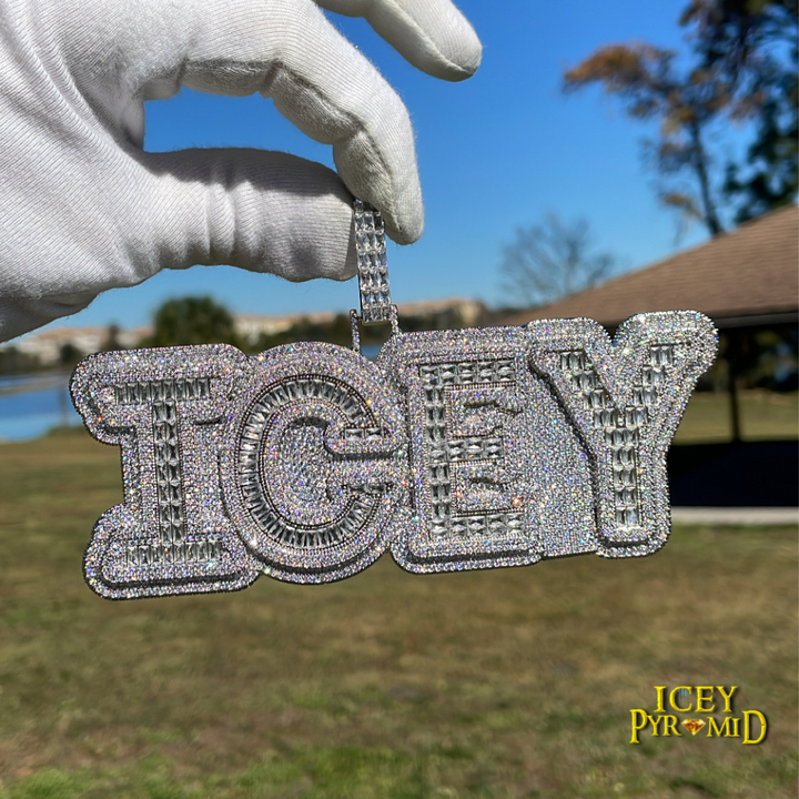 Overflow Stones Loaded with Diamond Iced Out Personalized Custom Name Necklace Pendant