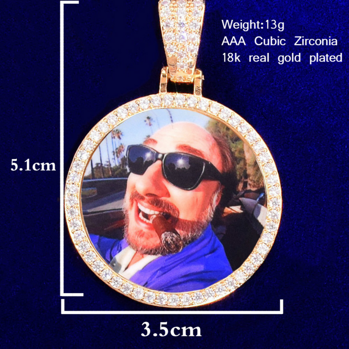 Round Tennis Custom Photo Picture Pendant Necklace