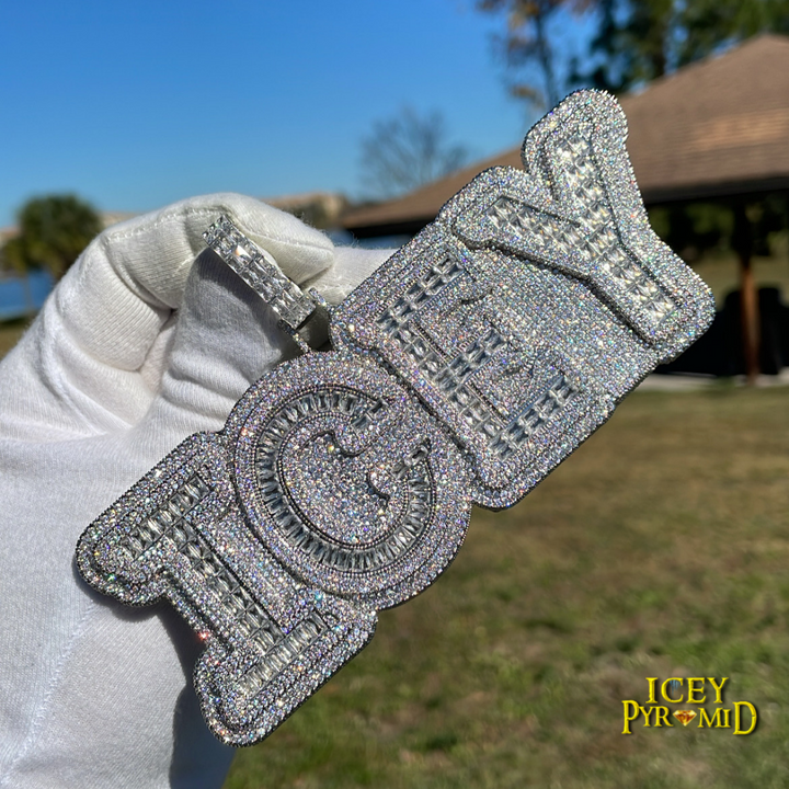 Overflow Stones Loaded with Diamond Iced Out Personalized Custom Name Necklace Pendant