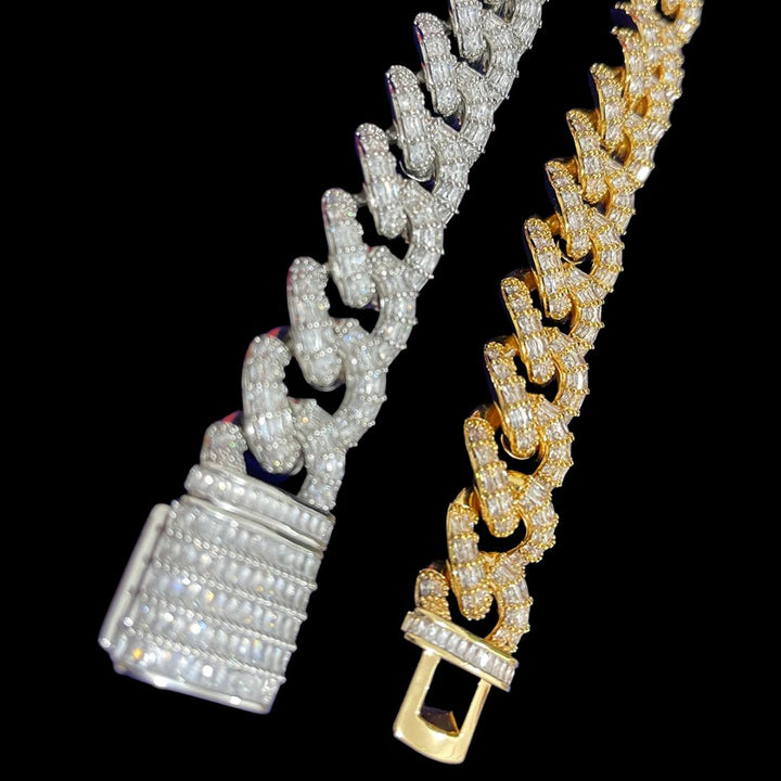 19MM Fully Baguette Cuban Link Iced Out Diamond Bracelet