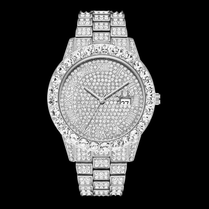 Roman Numerals Fully Stoned Dial Iced Out Diamond Watch