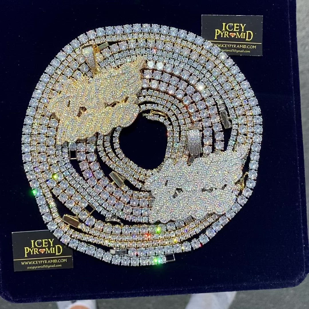 Hustle Hard Iced Out Letter Diamond Pendant Necklace