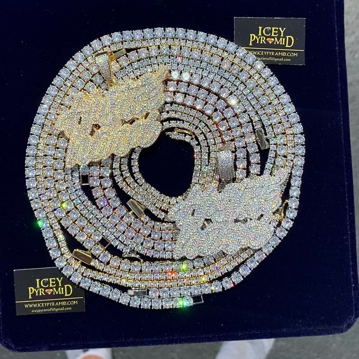 Hustle Hard Iced Out Letter Diamond Pendant Necklace