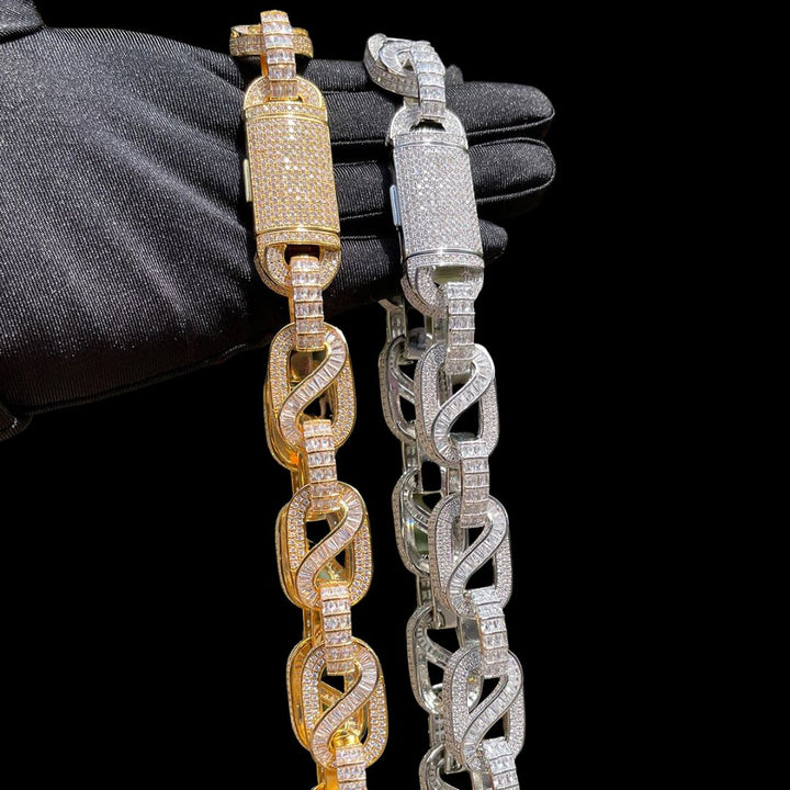 20MM Baguette Infinity Link Cuban Iced Out Diamond Necklace Chain