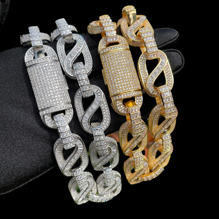 20MM Baguette Infinity Link Cuban Iced Out Diamond Necklace Chain