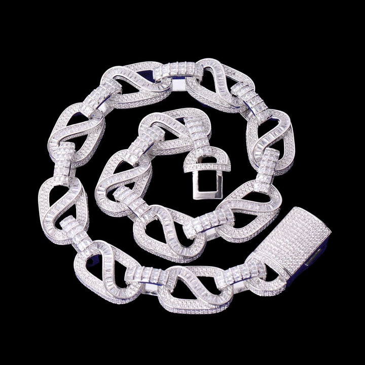 20MM Baguette Infinity Link Cuban Iced Out Diamond Necklace Chain