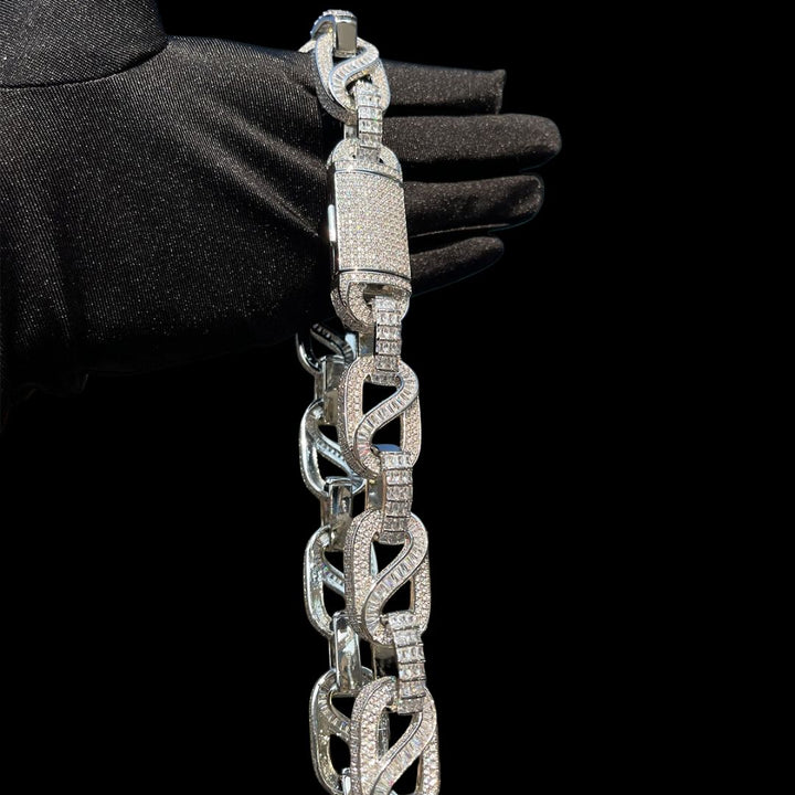 20MM Baguette Infinity Link Cuban Iced Out Diamond Necklace Chain