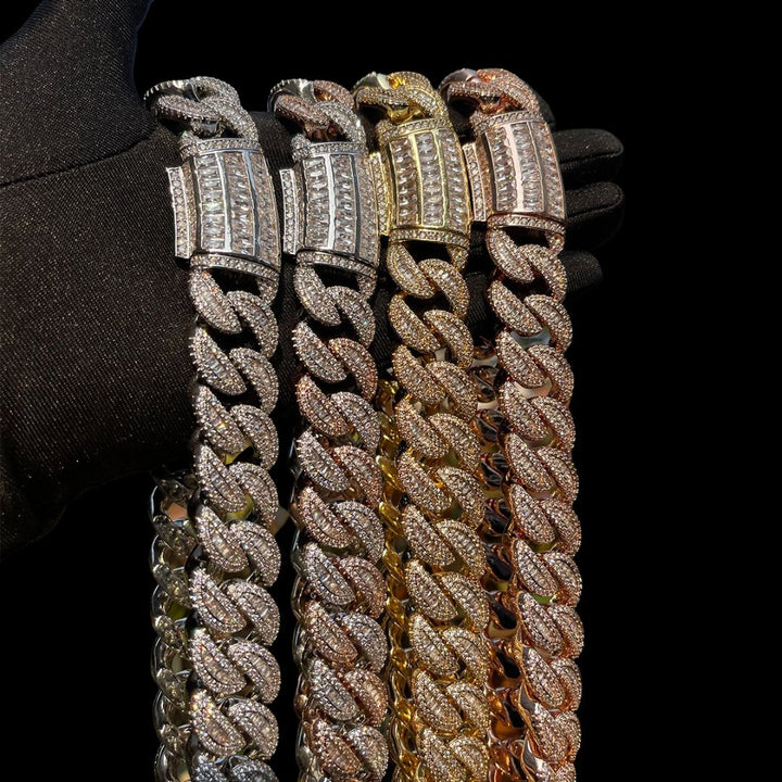 20MM Tennis-Baguette-Diamond Triple Edition Iced Out Diamond Necklace Chain