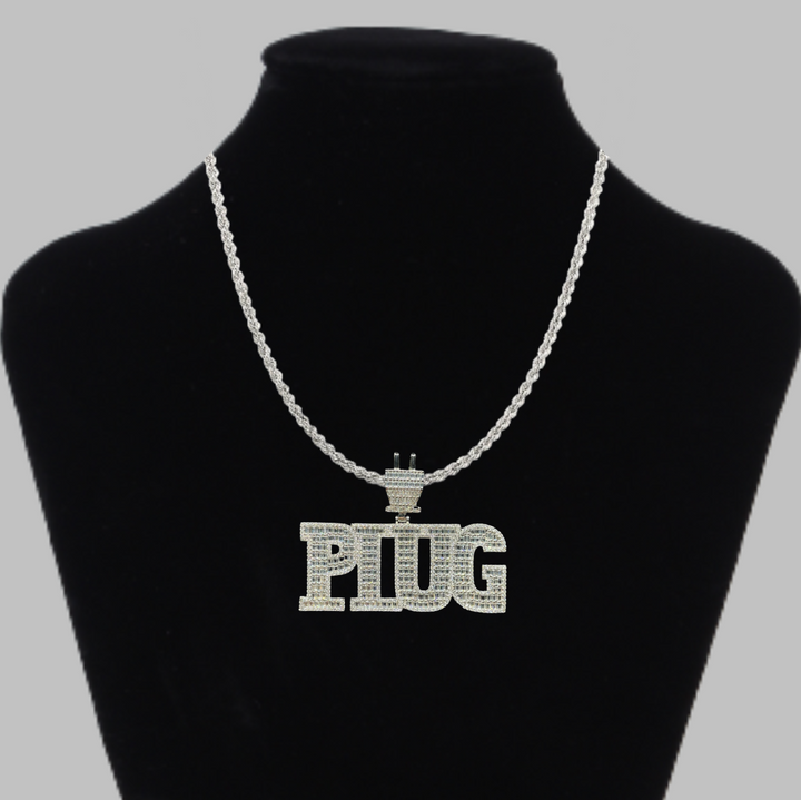 PLUG Special Bail Iced Out Letter Diamond Pendant Necklace
