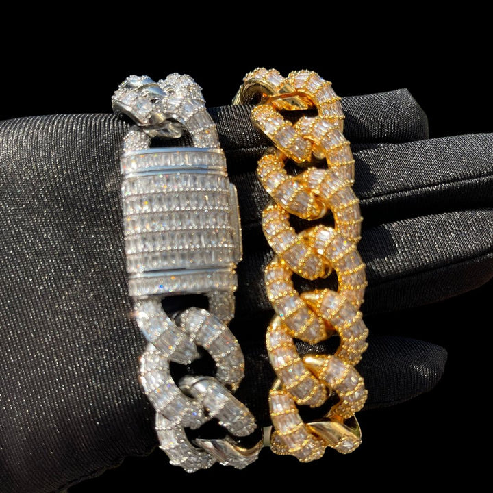 19MM Fully Baguette Cuban Link Iced Out Diamond Bracelet