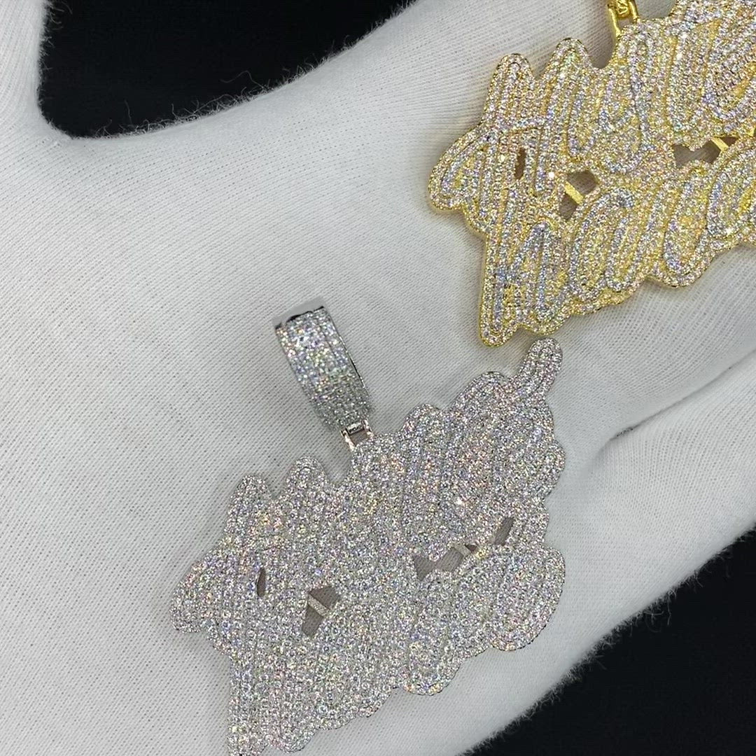 Hustle Hard Iced Out Letter Diamond Pendant Necklace