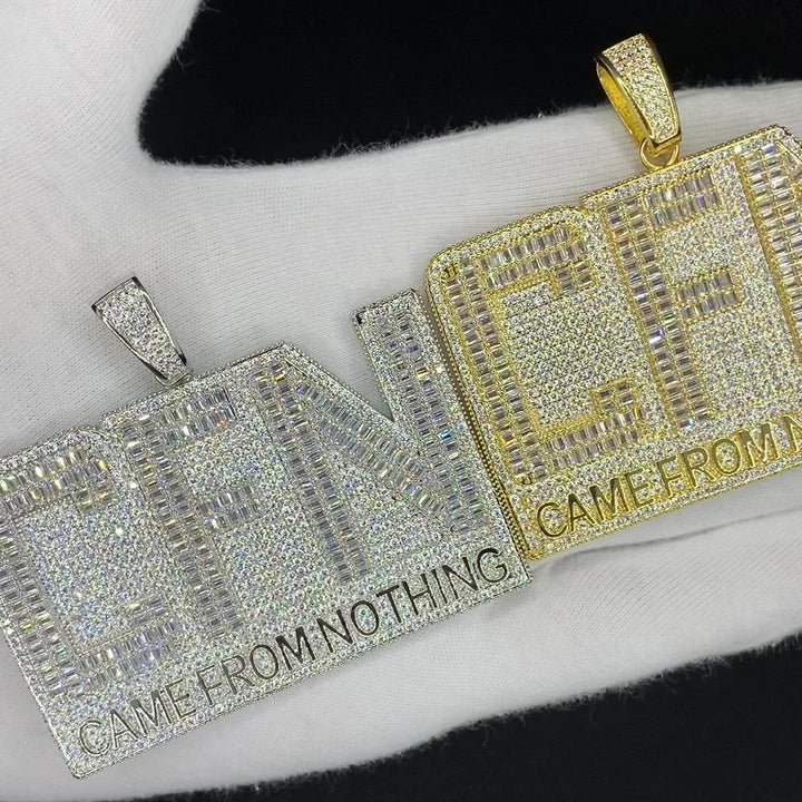 CFN Came From Nothing Iced Out Letter Diamond Pendant Necklace