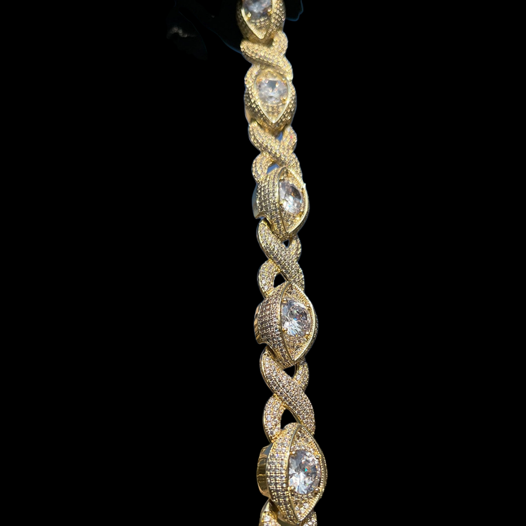 10MM Infinity Eye Cuban Link Iced Out Diamond Bracelet