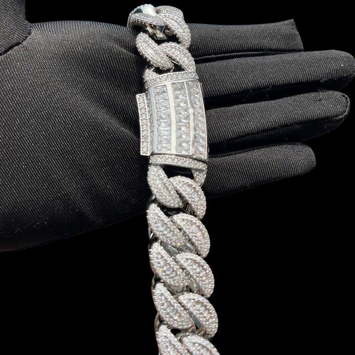 20MM Tennis-Baguette-Diamond Triple Edition Iced Out Diamond Necklace Chain