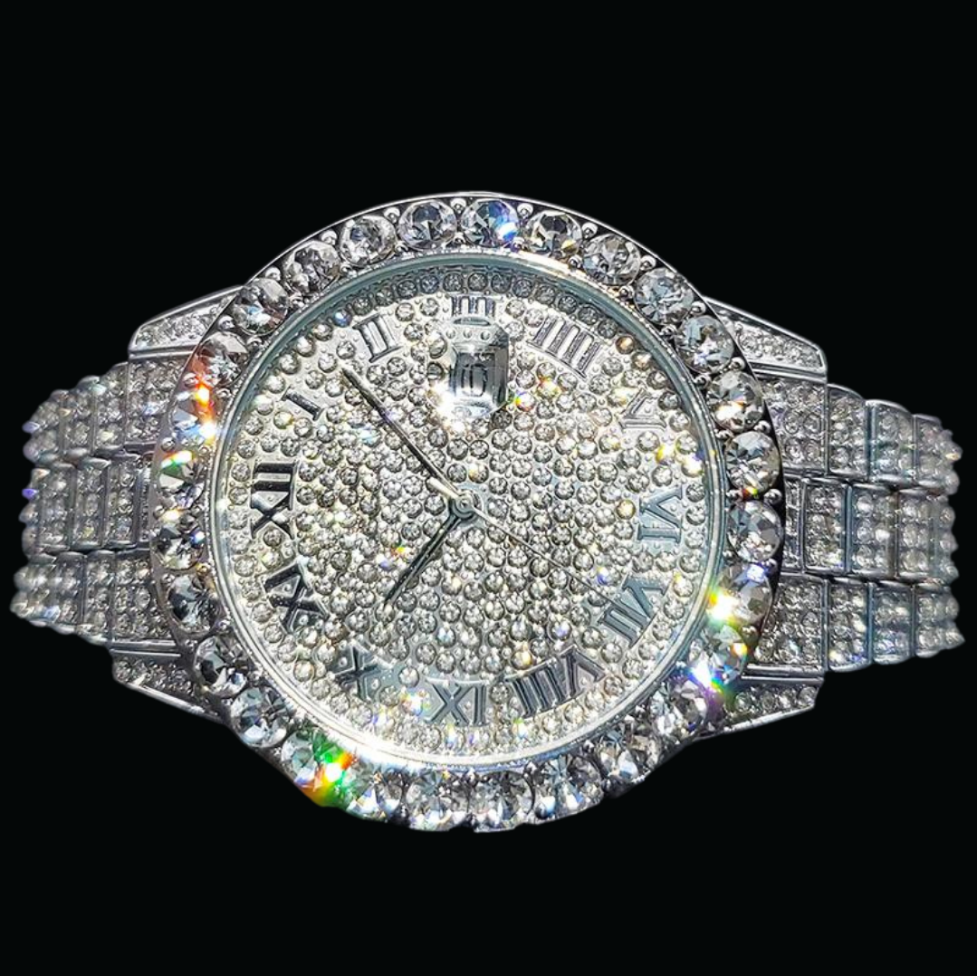 Bling Tennis Body Roman Numerals Iced Out Diamond Watch