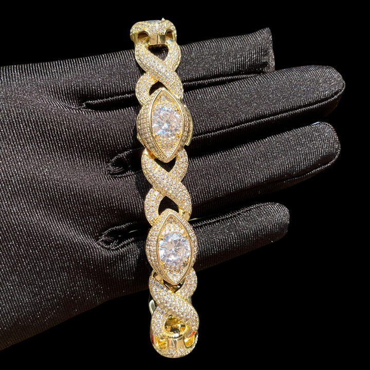 10MM Infinity Eye Cuban Link Iced Out Diamond Bracelet