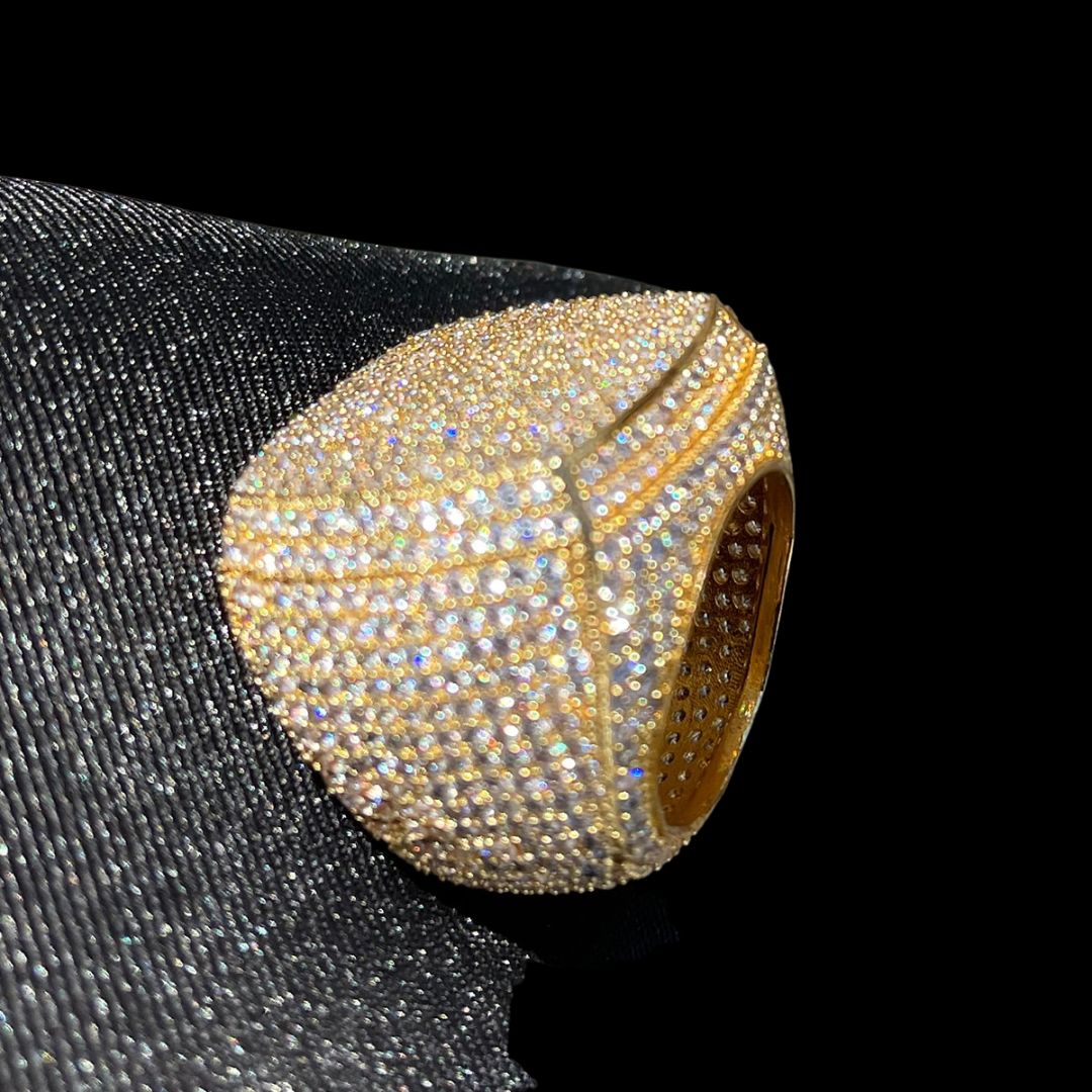 Fully Iced Out Prong Setting Cushion Iced Out Diamond Ring