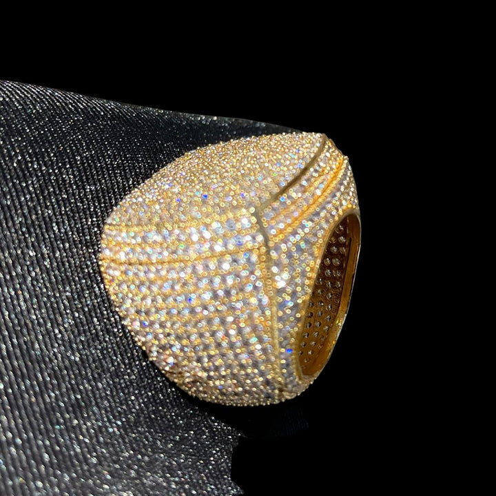 Fully Iced Out Prong Setting Cushion Iced Out Diamond Ring