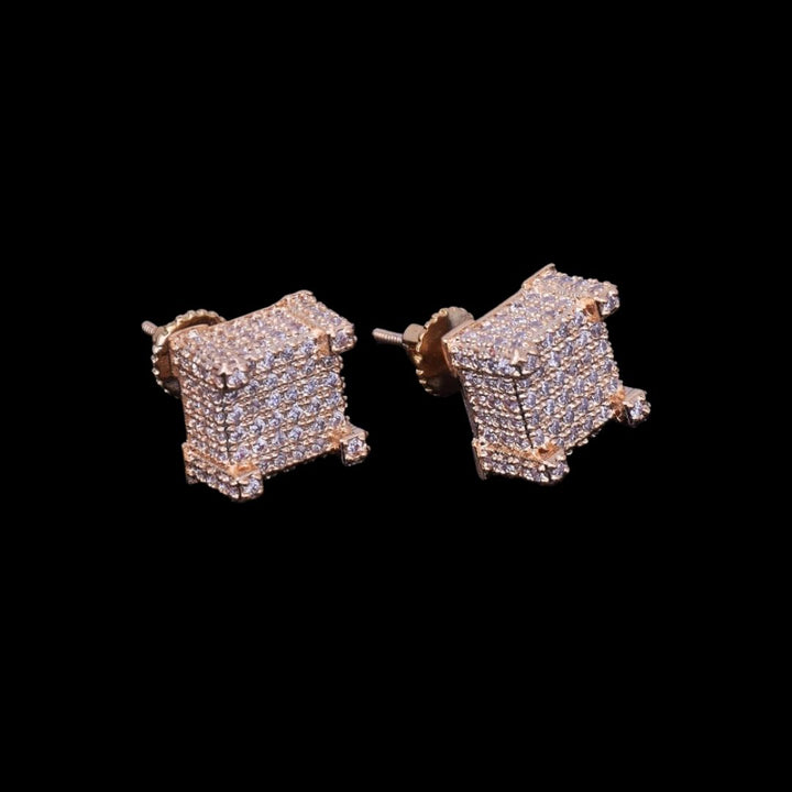 10MM Cursive Tennis Screw Back Iced Out Diamond Stud Earrings