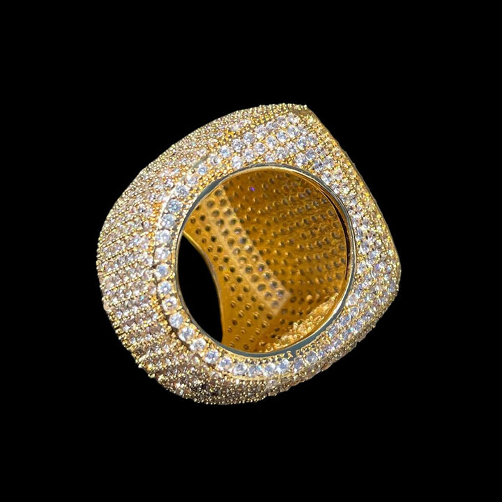 Fully Iced Out Prong Setting Cushion Iced Out Diamond Ring