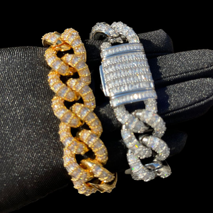 19MM Fully Baguette Cuban Link Iced Out Diamond Bracelet