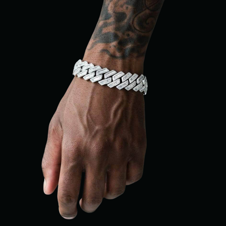 19MM Big Baguette Prong Cuban Iced Out Diamond Bracelet