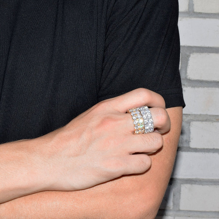 Tennis Two Rows Solitaire Couples Iced Out Diamond Ring