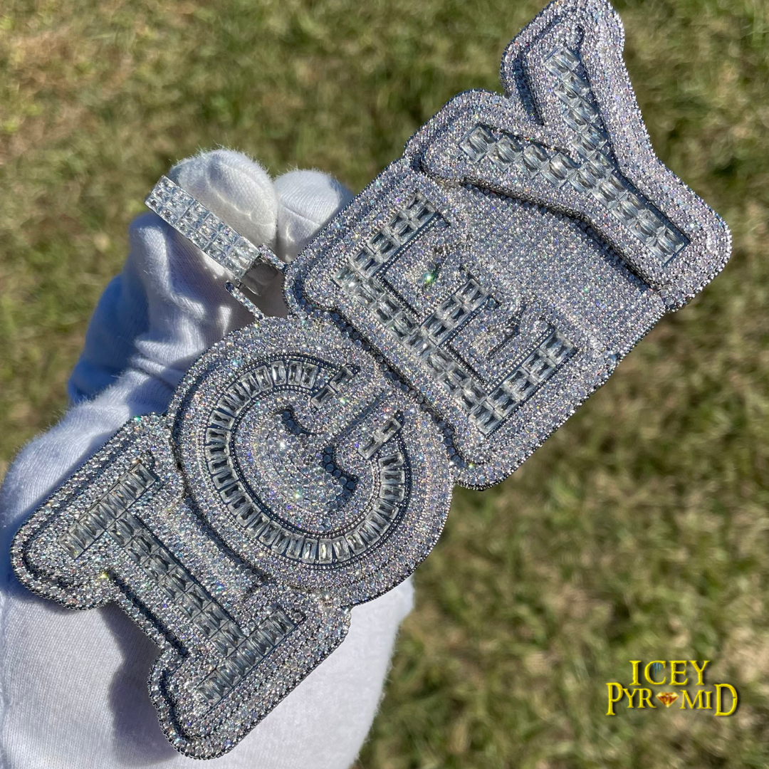 Overflow Stones Loaded with Diamond Iced Out Personalized Custom Name Necklace Pendant