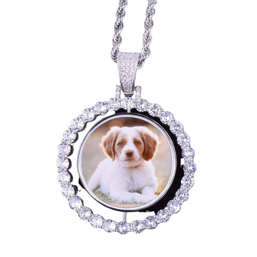 Rotating Double-Sided Medallions Spinning Custom Photo Picture Pendant Necklace