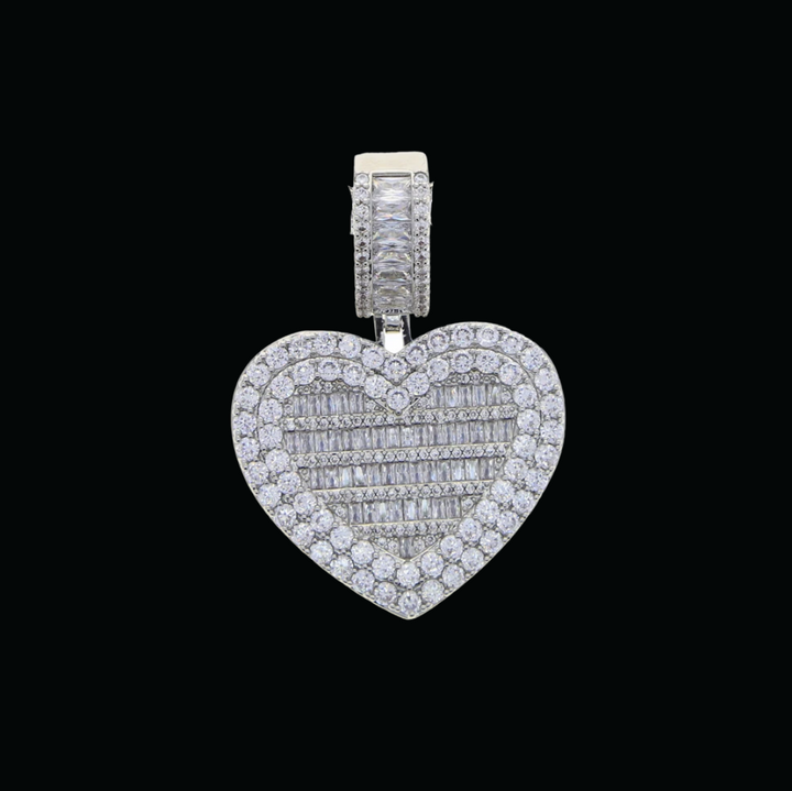 Openable Heart-Shaped Diamond Photo Pendant
