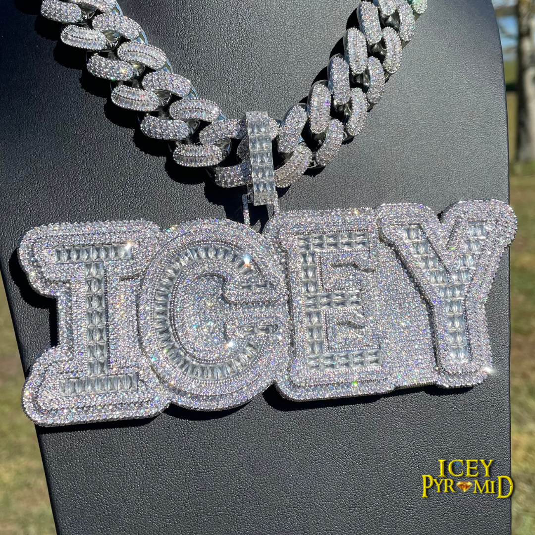 Overflow Stones Loaded with Diamond Iced Out Personalized Custom Name Necklace Pendant