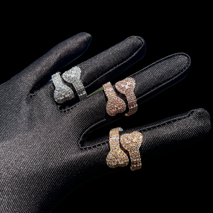 Adjustable Double Heart Iced Out Diamond Ring