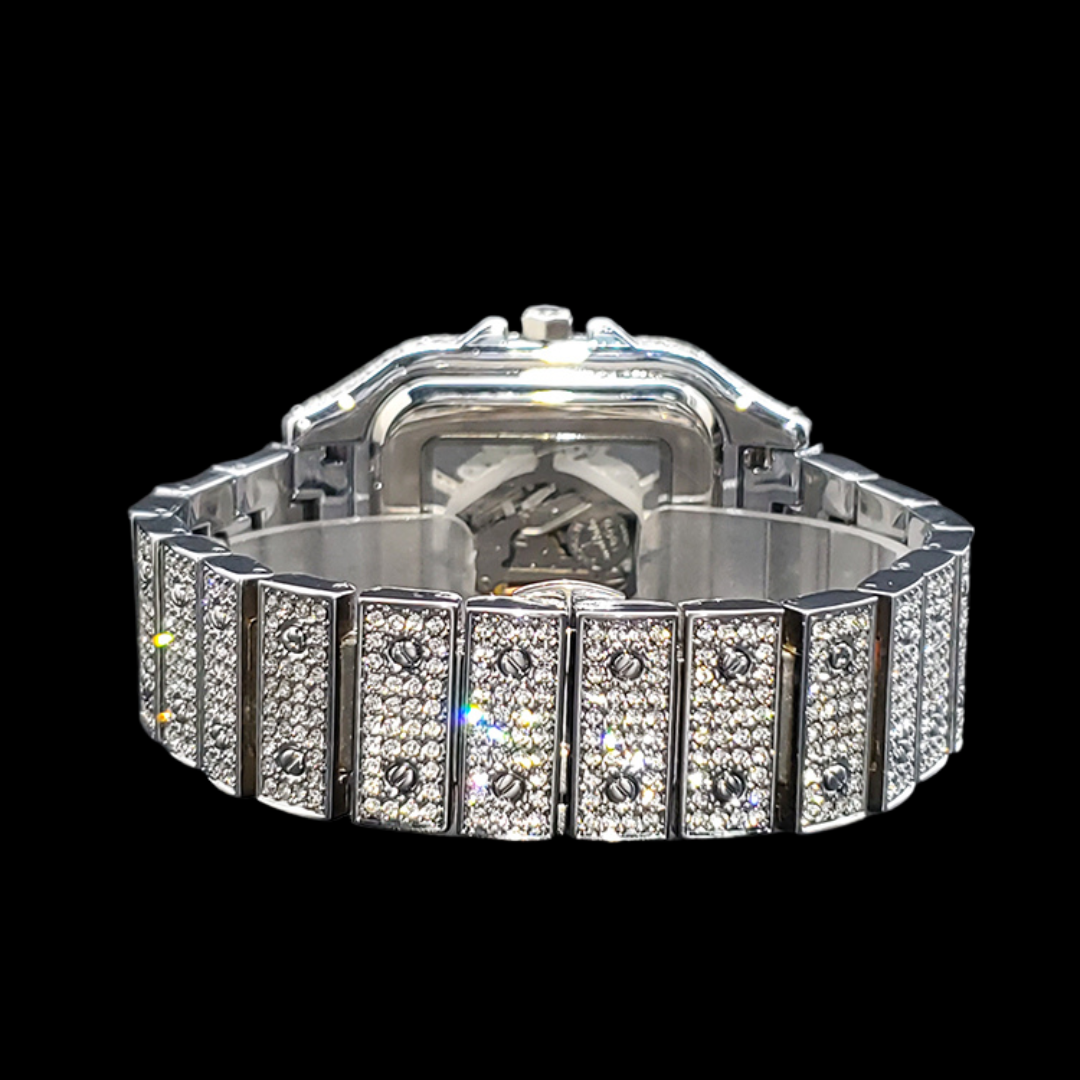 Skeleton Red Dial VVS Iced Out Diamond Designer Watch