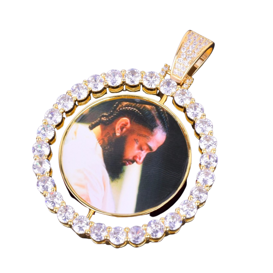 Rotating Double-Sided Medallions Spinning Custom Photo Picture Pendant Necklace